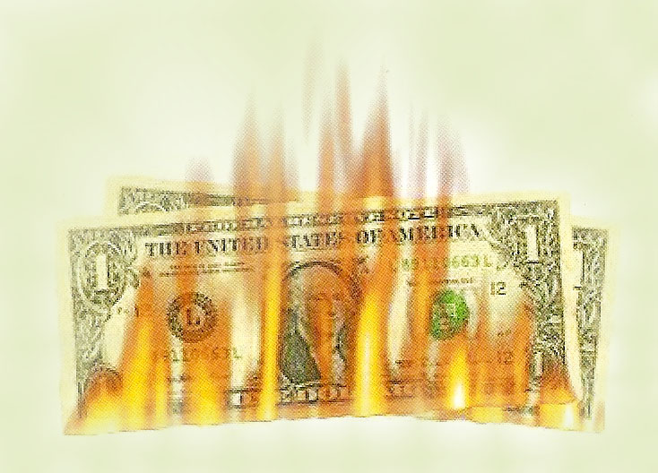 burning dollars